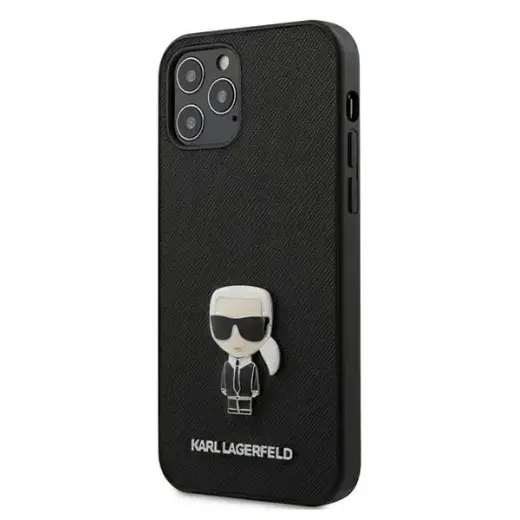 Karl Lagerfeld KLHCP12LIKMSBK iPhone 12 Pro Max 6,7" czarny|black hardcase Saffiano Ikonik Metal