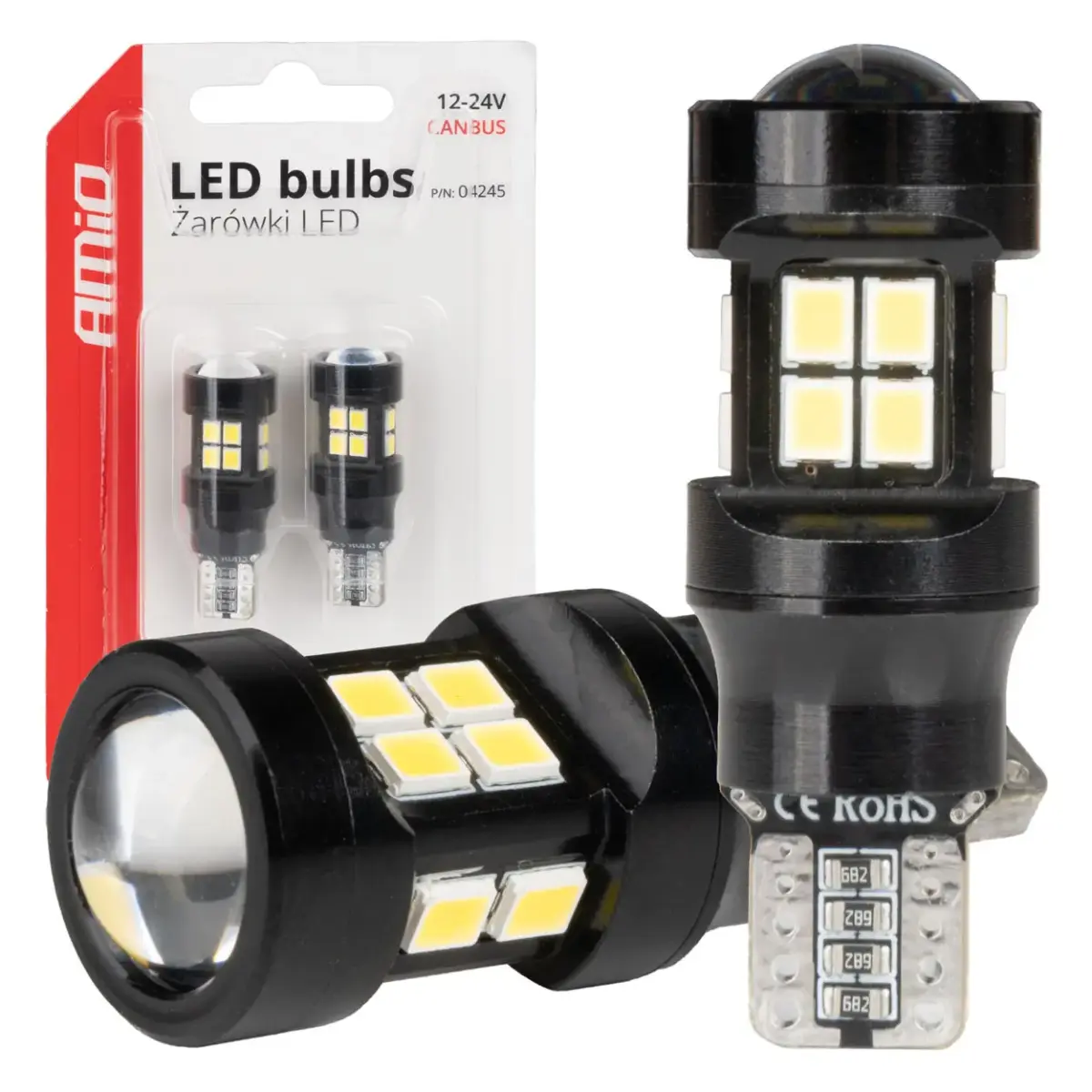 LED bulbs CANBUS T15 W16W 15SMD 2835 White 12V 24V AMIO-04245
