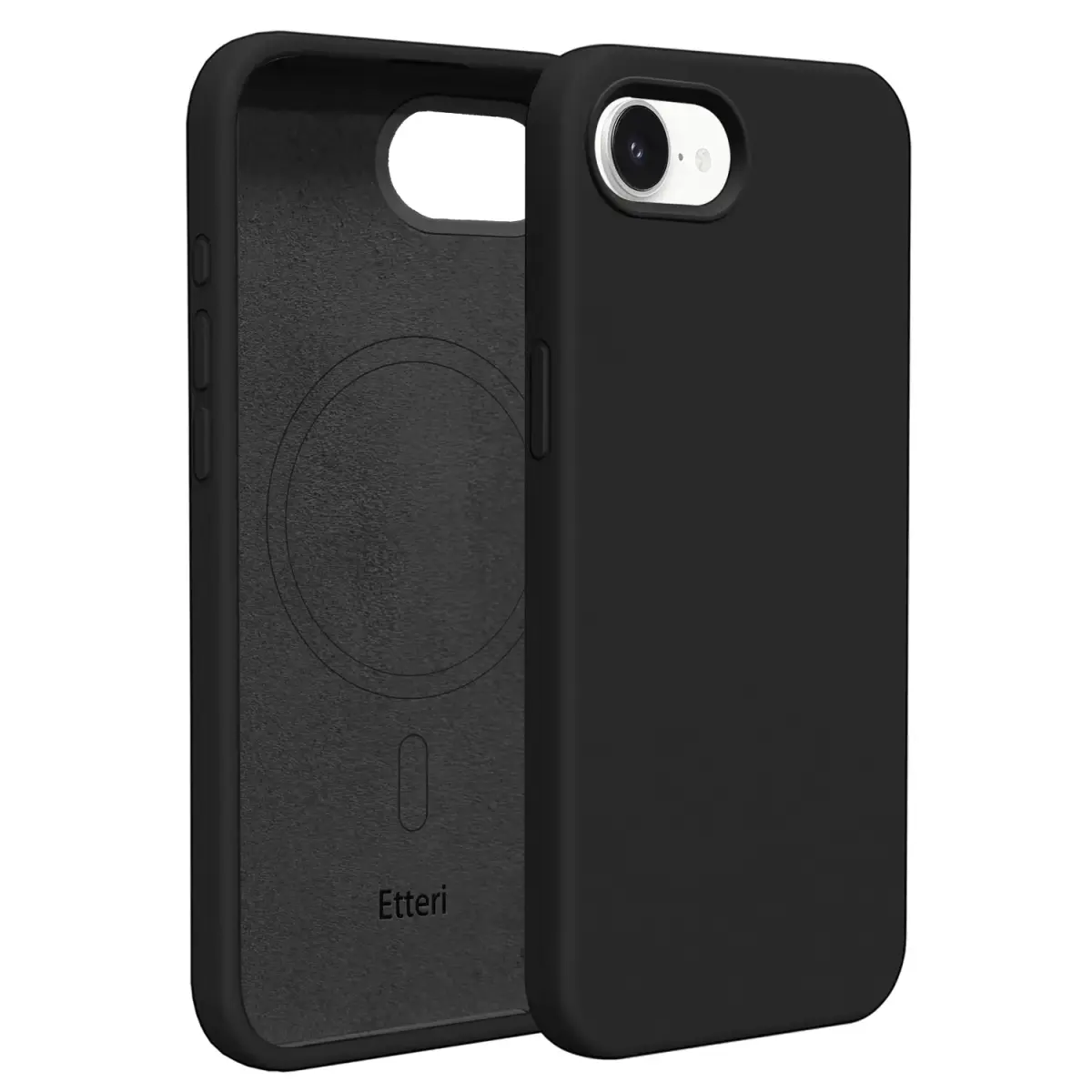 Etteri Silicone Mag maciņš ar MagSafe atbalstu telefonam iPhone 16e melns