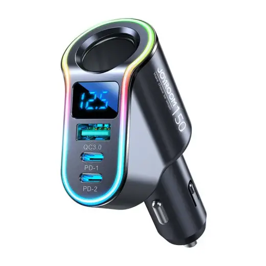 Joyroom JR-CL21 automašīnas lādētājs | 150W | PD, QC, PPS | USB-C, USB-A | melns