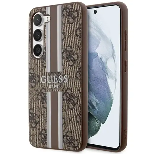 Guess GUHCS23MP4RPSW S23+ S916 brown hardcase 4G Printed Stripe