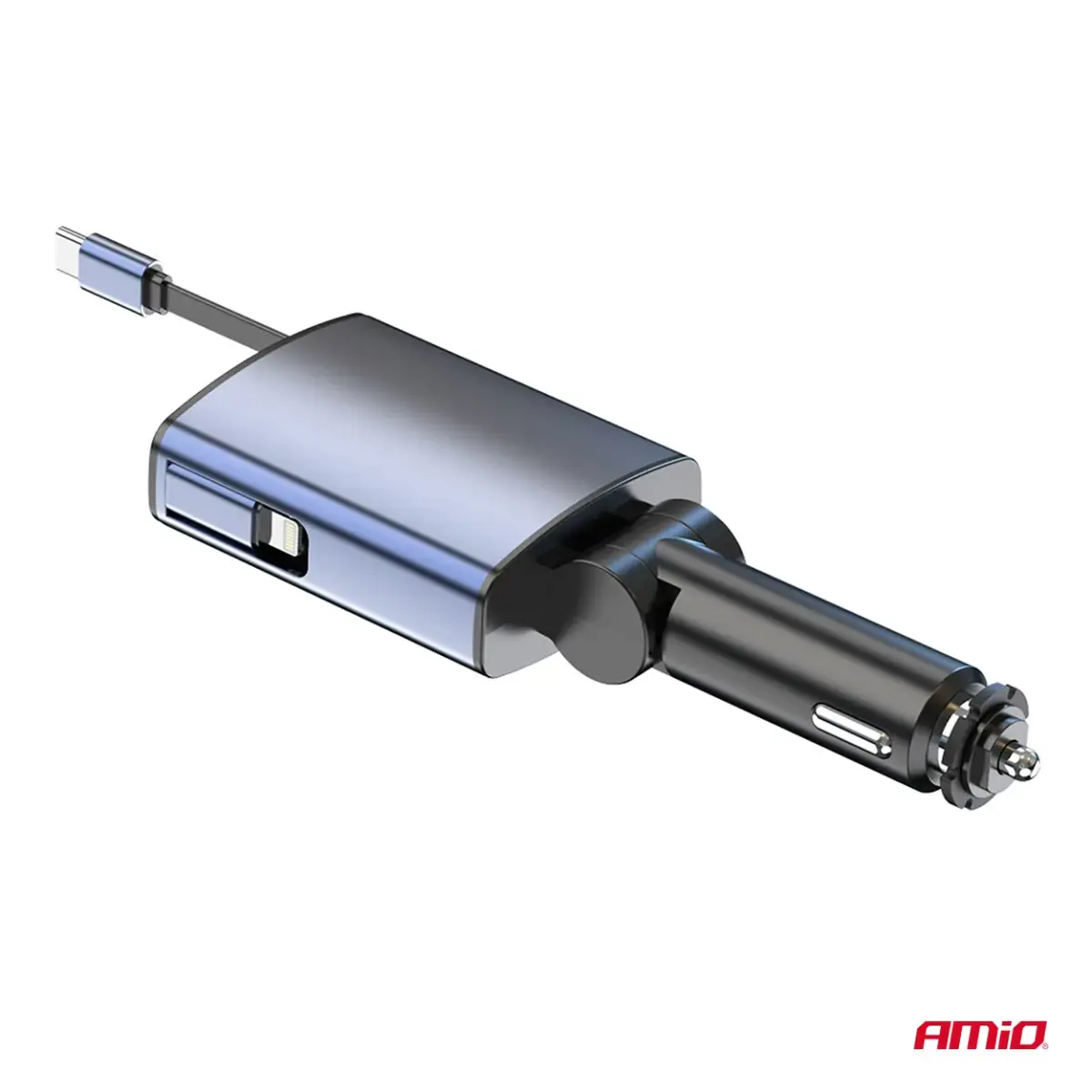 Car FM Transmitter 1×USB-A 1×USB-C 12V 24V AMIO-04656