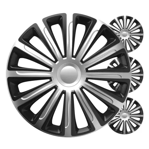 Car hubcaps 4pcs set Trend black & silver 16" COLOR BOX