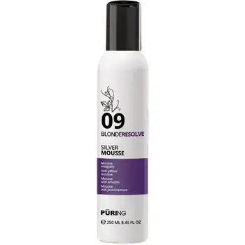 Puring 09 BlondeResolve Silver Mousse - Bezoplachová neutralizační pěna pro blond, šedé a odbarvené vlasy 250ml