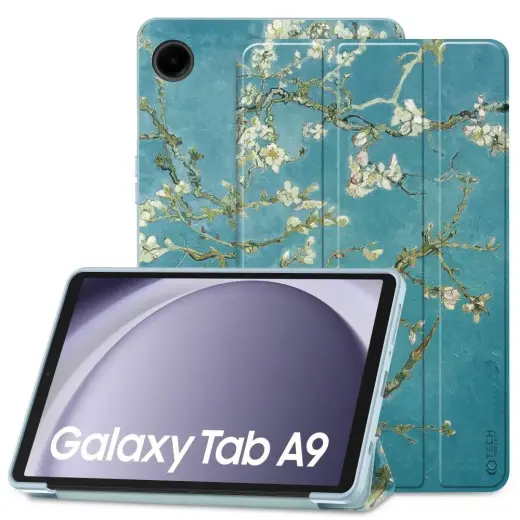 Tech-Protect SmartCase case for Samsung Galaxy Tab A9 8.7" X110 | X115 - blue with sakura flowers