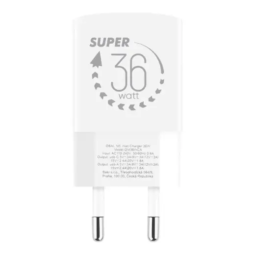 OBAL:ME GaN Wall Charger USB-A + USB-C 36W White (Damaged Package)