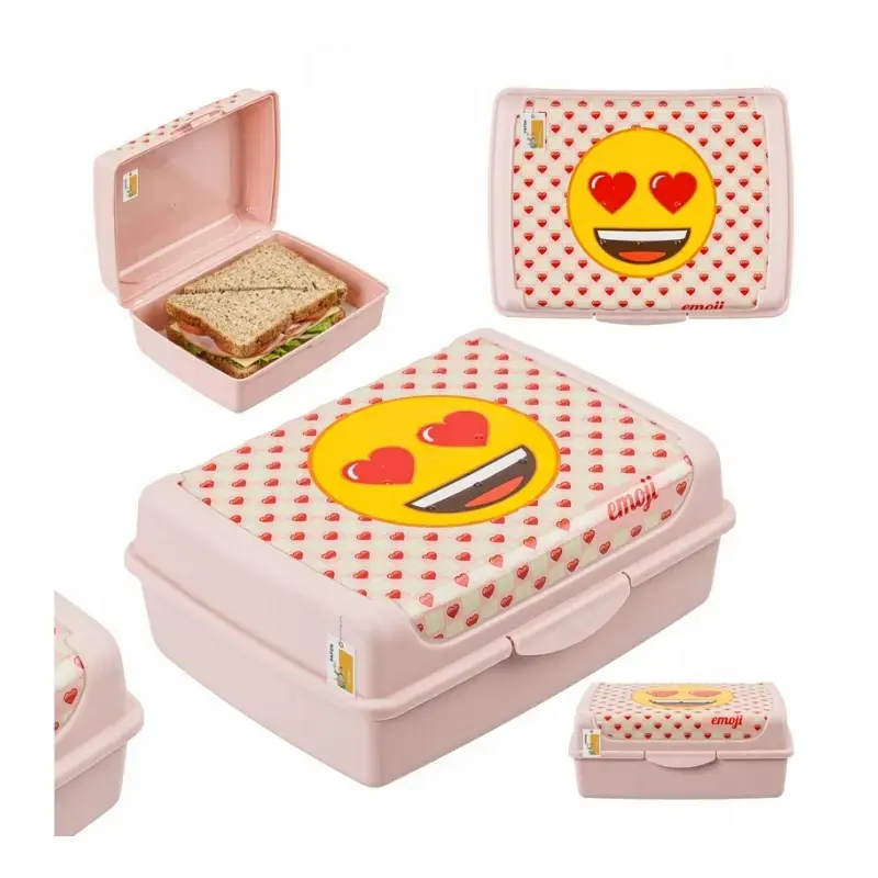 Pārtikas uzglabāšanas trauks deco-click-box midi 1L Carla "Emoji Hearts" 17x13x7cm rozā