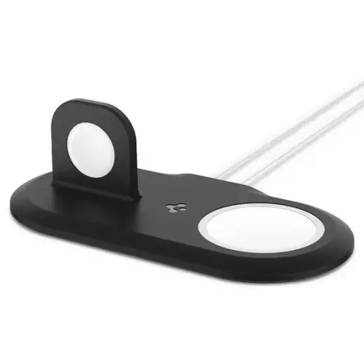 SPIGEN MAGFIT DUO APPLE MAGSAFE & APPLE WATCH CHARGER STAND BLACK