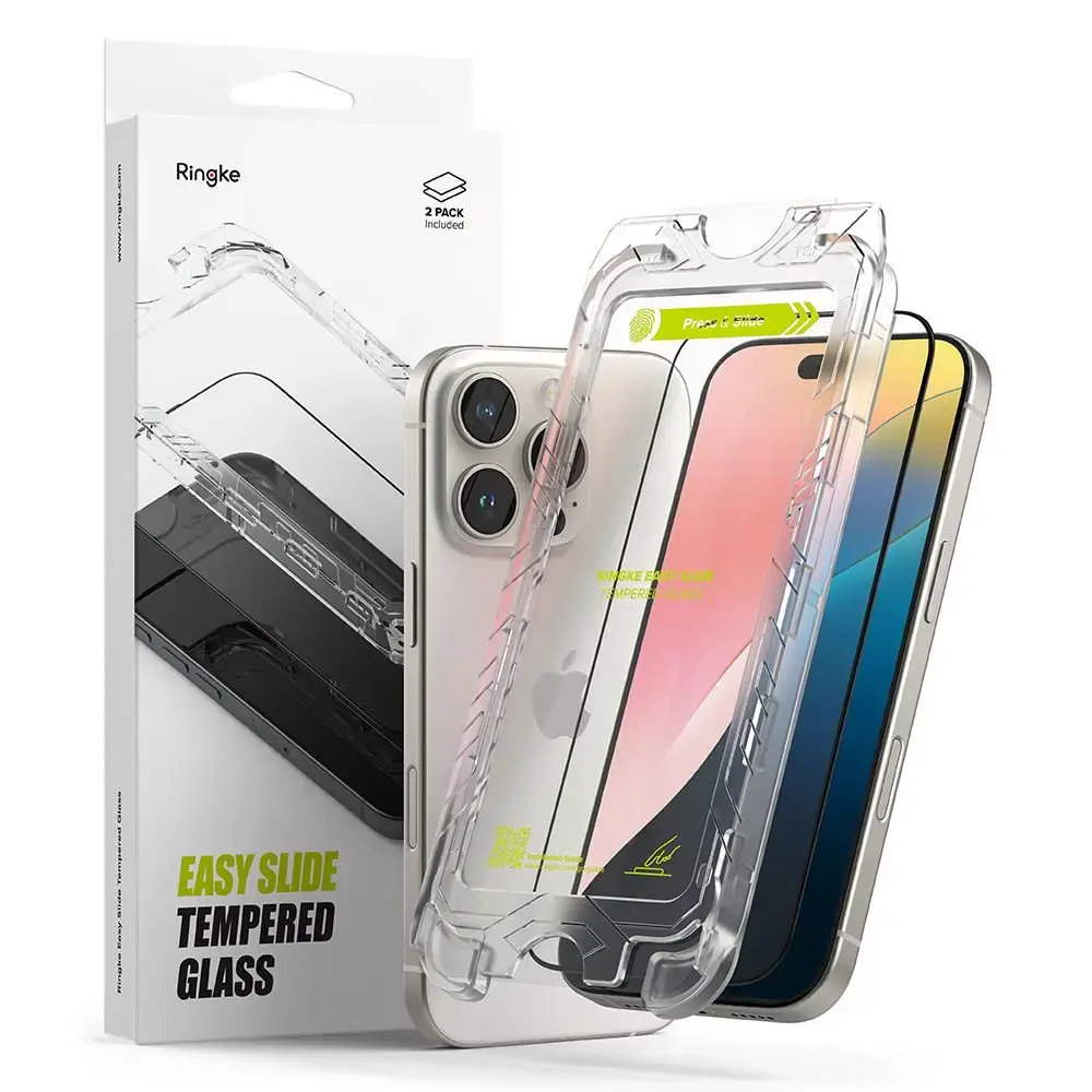 Ringke Easy Slide защитное стекло 2-штуки для iPhone 16 Pro черный
