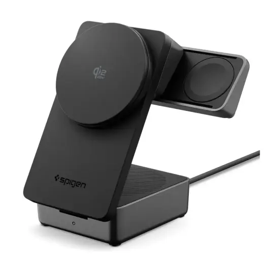 Spigen EF323MQ 3-in-1 bezvadu lādētājs | Qi 2.2 | Saderīgs ar MagSafe | 25W | melns