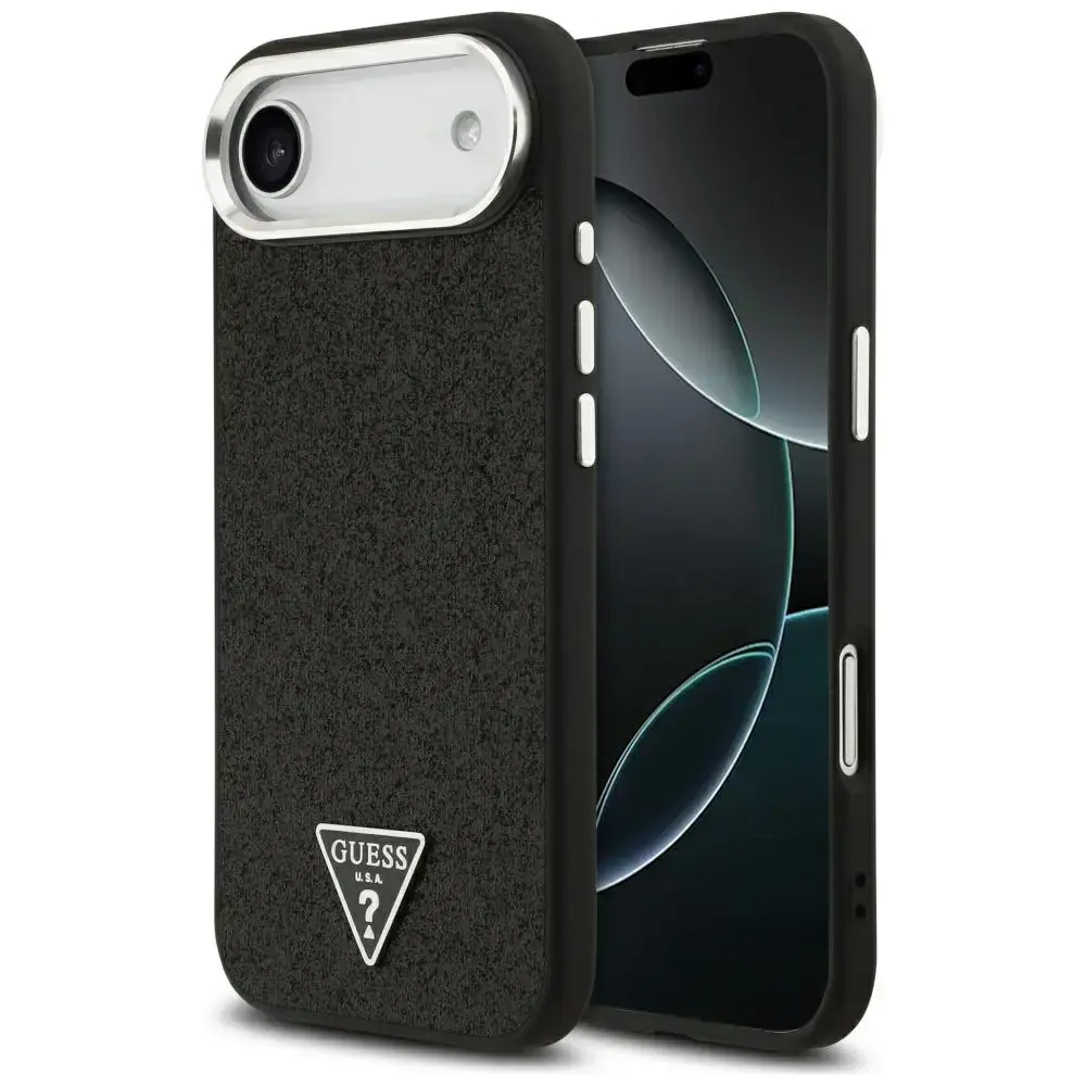 Guess Glitter Triangle Logo MagSafe Case for iPhone 17 Air - Black