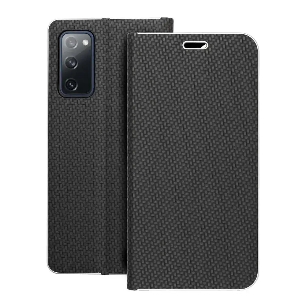 LUNA Book Carbon grāmatveida maciņš telefonam Samsung Galaxy S20 FE (G780) | S20 FE (G780) 5G (G781) melns