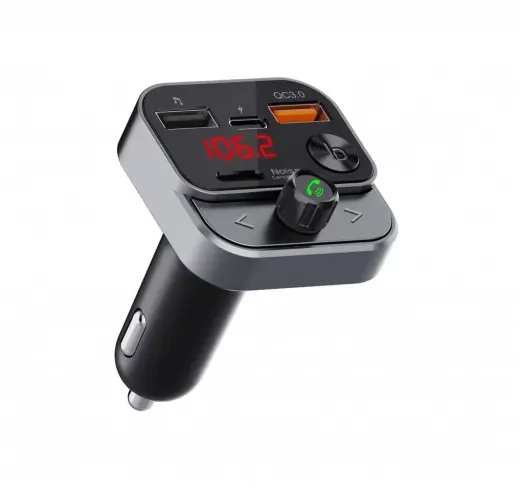 ART transmiter FM bluetooth 5.0 + USB A QC3.0 + Typ C (total 30W) FM-84B black