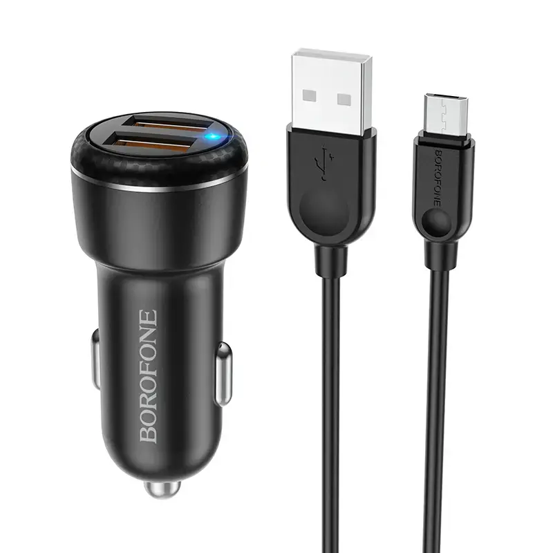 Borofone BZ17 Core car charger | 18W | QC | USB-A | with USB to Micro USB cable included | black