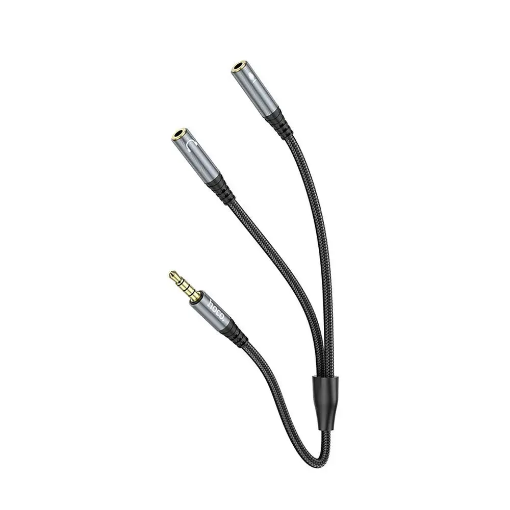 Cable AUX 2in1 Jack 3,5 mm (male) to 2 x Jack 3,5 mm (female) Hoco 0,25 m UPA21 metal gray