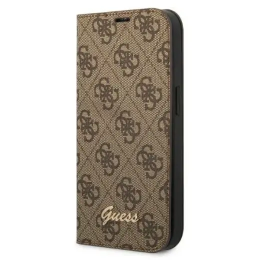 Guess GUBKP14LHG4SHW iPhone 14 Pro 6,1" brązowy|brown book 4G Vintage Gold Logo