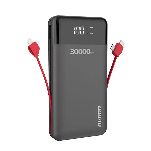 Dudao K1Max 30000mAh power bank with built-in cables black (K1Max-black)