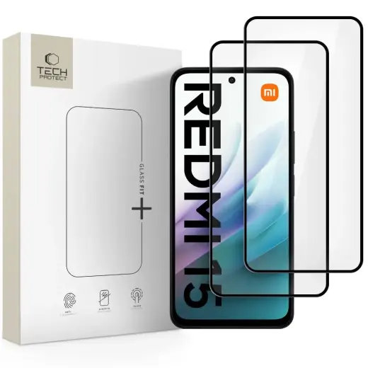 SZKŁO HARTOWANE TECH-PROTECT GLASS FIT+ 2-PACK XIAOMI REDMI 15 4G | 5G BLACK