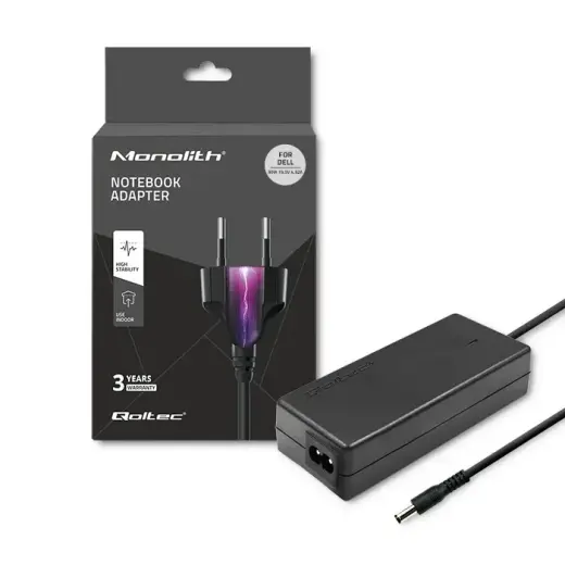 Qoltec Power adapter for laptop Dell 90W | 19.5V | 4.62A | 4.5*3.0+pin | +power cable