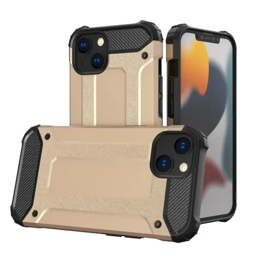 Hybrid Armor Tough Rugged telefono dėklas iPhone 13 auksinis
