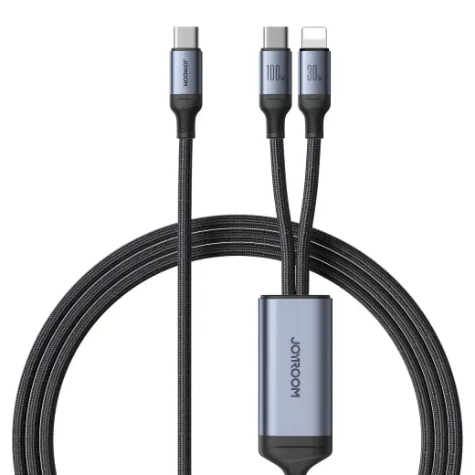 Joyroom Speedy Series SA21-1T2 3-in-1 data transfer and charging cable | USB-C to USB-C | Lightning | 100W | 1.5m | black