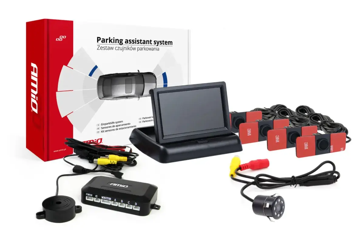 Parking assistant system TFT02 4,3" with HD-307-IR 4 sensors black inside mount