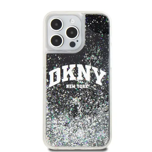 DKNY Liquid Glitter Arch Logo Case for iPhone 15 Pro Max Black