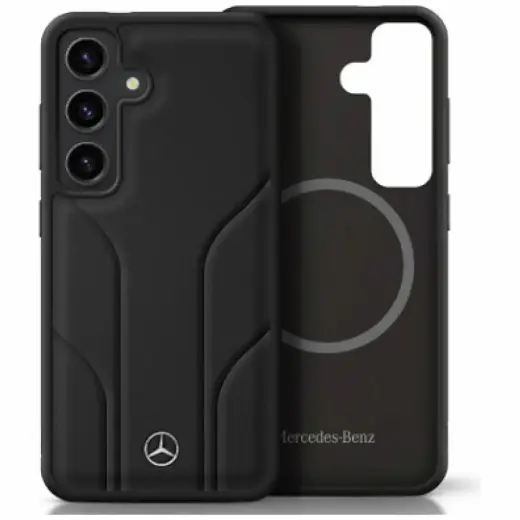 Etui Mercedes Leather Debossed Lines      MagSafe do Samsung Galaxy S25 czarny