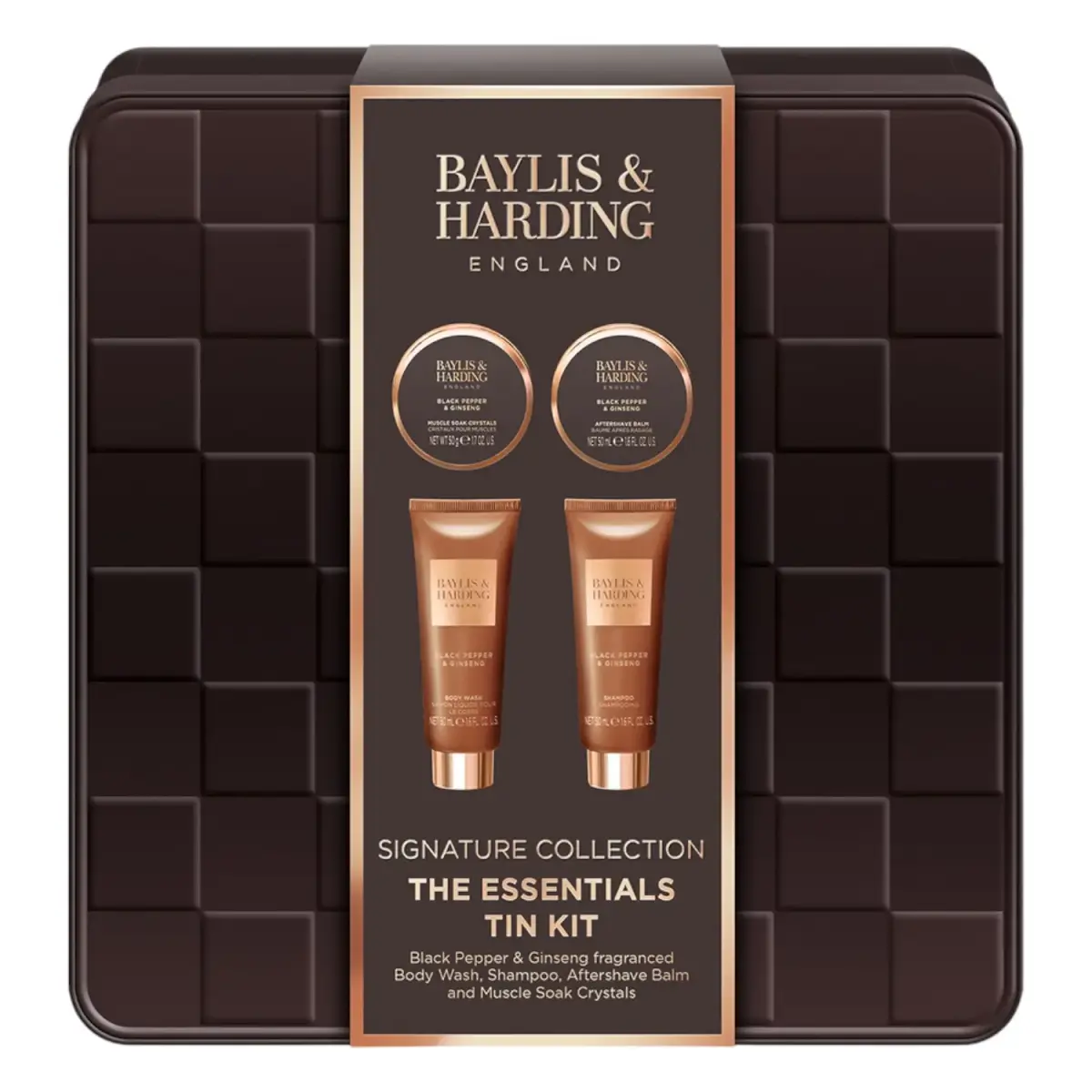 Baylis&Harding Pepe Nero&Ginseng Set Regalo Essenziale per Uomo W Scatola Di Latta