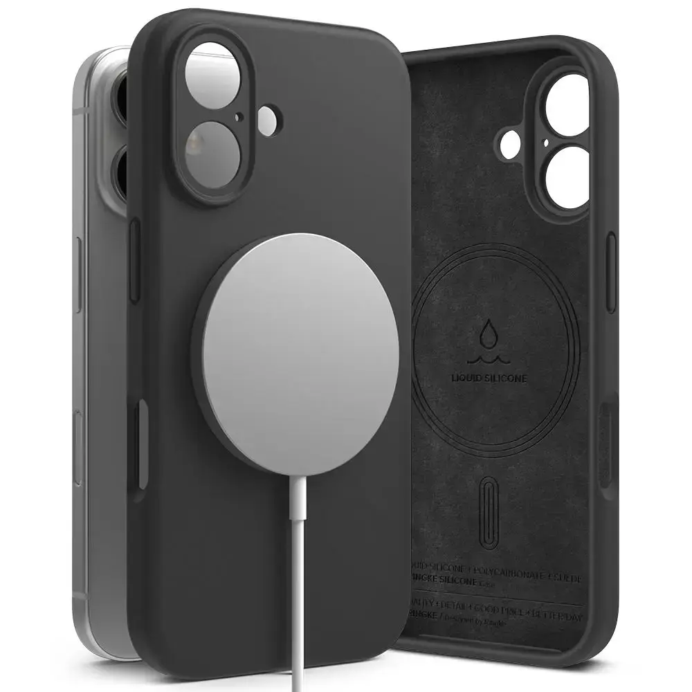 RINGKE SILIKONA MAGNĒTISKAIS MAGSAFE IPHONE 16 MELNS