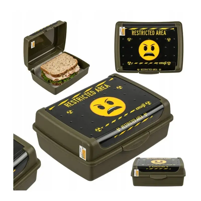 Pārtikas uzglabāšanas trauks deco-click-box midi 1L Carla "Emoji Danger" 17x13x7cm olīvu krāsā