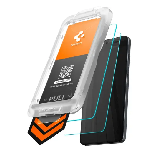 Spigen Glas.Tr Ez Fit Pro HD grūdintas apsauginis stiklas telefonui Galaxy S26 su montavimo rėmeliu (2 vnt.)