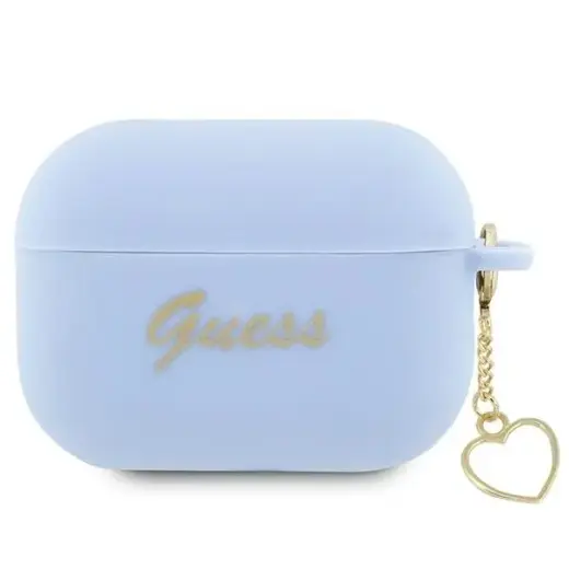 Guess GUAP2LSCHSB AirPods Pro 2 (2022|2023) cover niebieski|blue Silicone Charm Heart Collection
