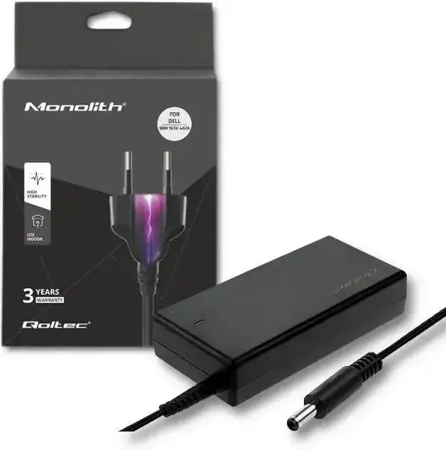 Qoltec 51516.90W barošanas adapteris Dell portatīvajam datoram (19,5 V; 4,62 A; 90 W; 4,5 mm x 3,0 mm)