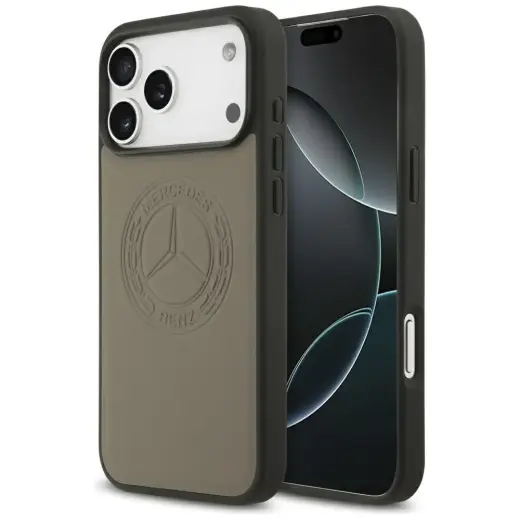Mercedes Leather Vintage Logo maciņš ar MagSafe atbalstu telefonam iPhone 17 Pro Max taupe