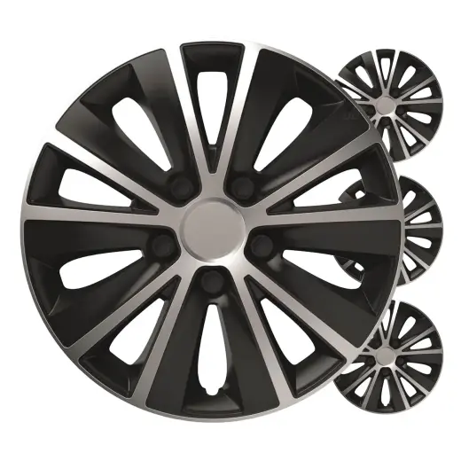 Car hubcaps 4pcs set Rapide black & silver 16" COLOR BOX