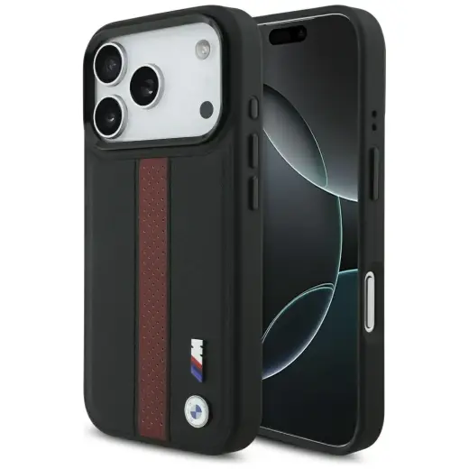 Case BMW M Perforated Stripe Logo MagSafe for iPhone 17 Pro red