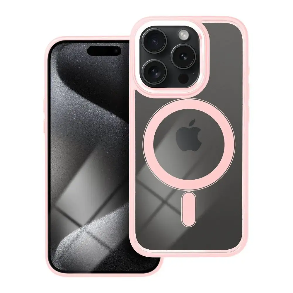 Color Edge Mag telefoni ümbris MagSafe toega iPhone 15 Pro roosa