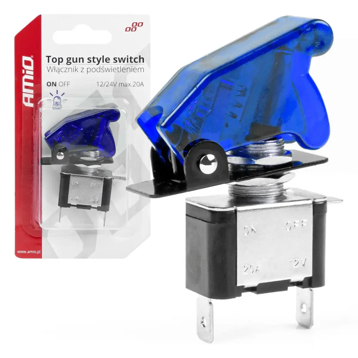 Top gun switch with blue light