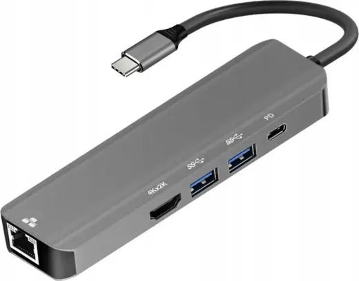 Adapter HUB 5in1 USB C ART OEM-C15-1 silver