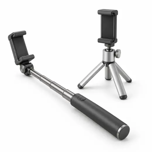 Selfie sticks, holders