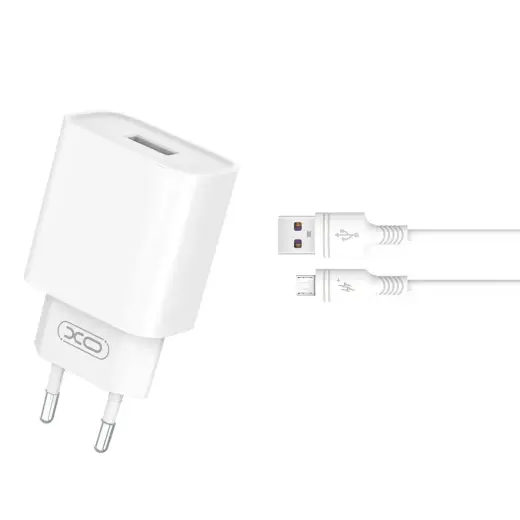 XO CE02D tīkla lādētājs | 18W | QC | USB-A | ar Micro USB vadu komplektā | balts