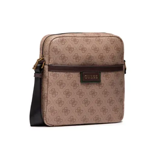 Guess, Vezzola, Document Holder, Textile Crossbody Bag, Brown, For Women