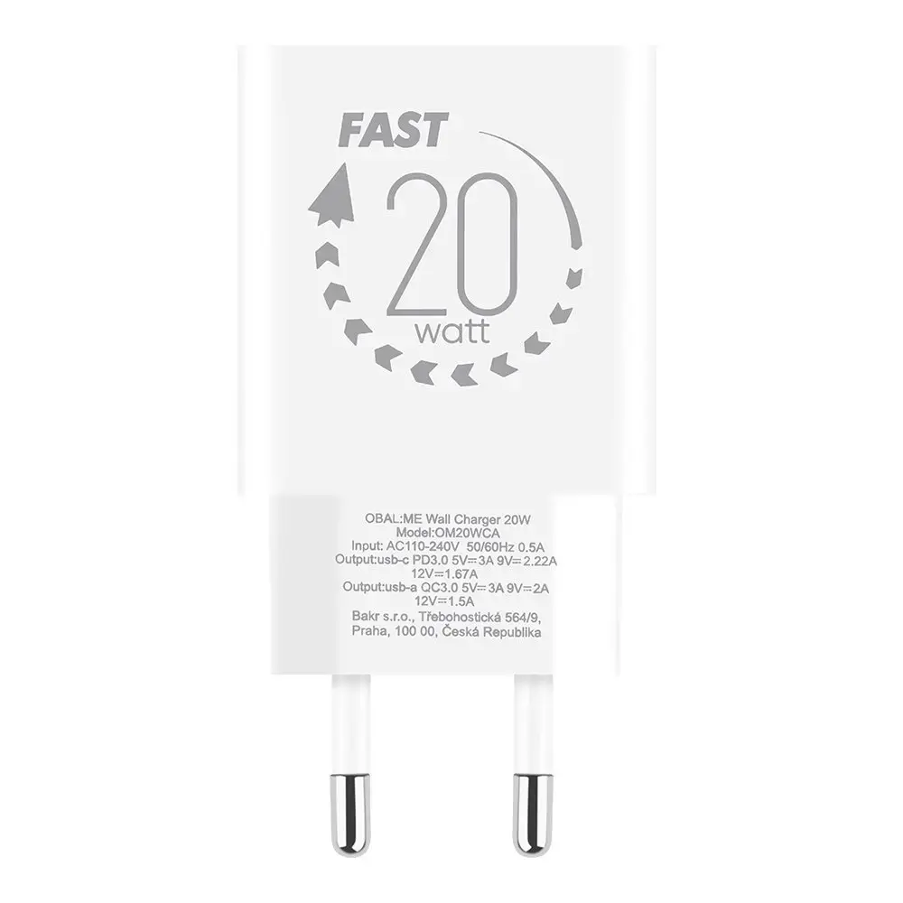 OBAL:ME lādētājs | 20 W | USB-A | USB-C | + USB-C kabelis, balts