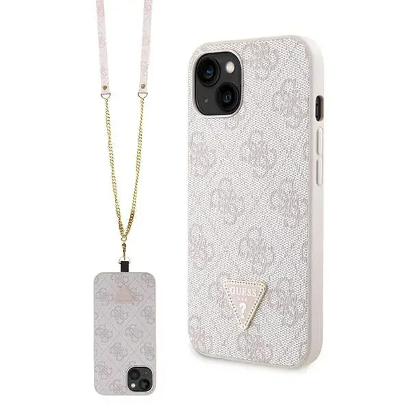 Guess GUHCP14XP4TDSCPP iPhone 14 Pro Max 6.7" różowy|pink hardcase Crossbody 4G Metal Logo
