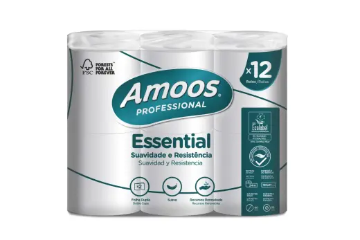 Tualetes papīrs AMOOS ruļļos ar perforāciju, 12 gab./iepak., 2 slāņi,24 m,108 mm