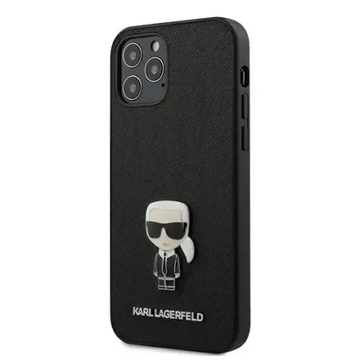 Karl Lagerfeld KLHCP12MIKMSBK iPhone 12 |12 Pro 6,1" czarny|black hardcase Saffiano Ikonik Metal