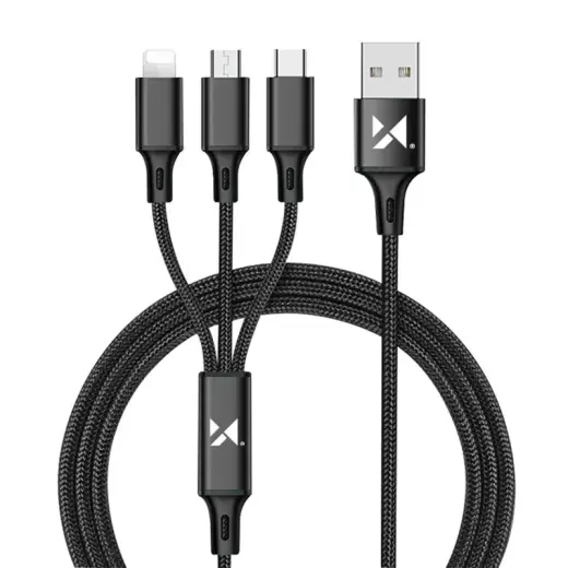 Wozinsky cable 3w1 USB - USB Typ C| micro USB| Lightning 2,8A 1,25m black 