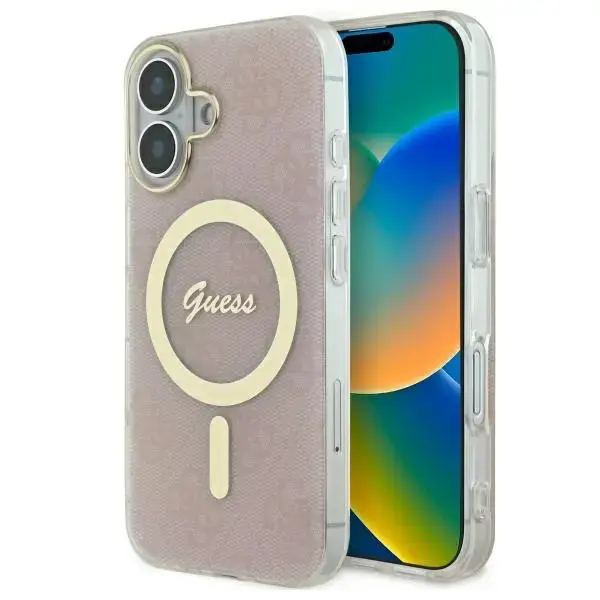 Guess GUHMP16SH4STP iPhone 16 6.1" różowy|pink hardcase IML 4G MagSafe
