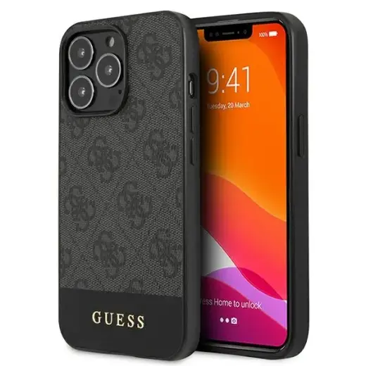 Guess GUHCP13LG4GLGR iPhone 13 Pro | 13 6,1" szary|grey hardcase 4G Stripe Collection